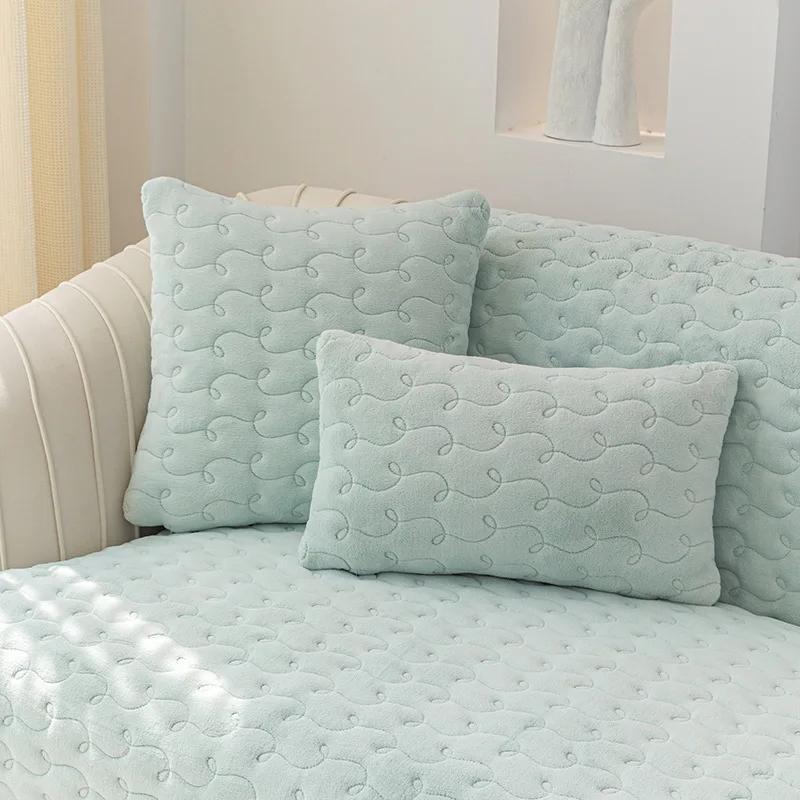 Plyšový polštář na pohovku Zahuštěný mléčný samet Malý čerstvý potah na pohovku Obývací pokoj Čtyřsezónní polštář na pohovku Jednoduchá moderní protiskluzová podložka