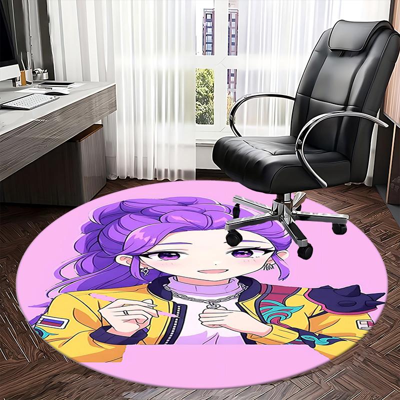 1Kpop Girls Chair mat Round Rug-Office carpet, Machine Washable, Non-slip, Suitable for Living Rooms, Bedrooms