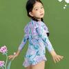 Bañador de manga larga para niñas con relleno Protección solar Profesional de entrenamiento Bañador de una pieza para niños grandes