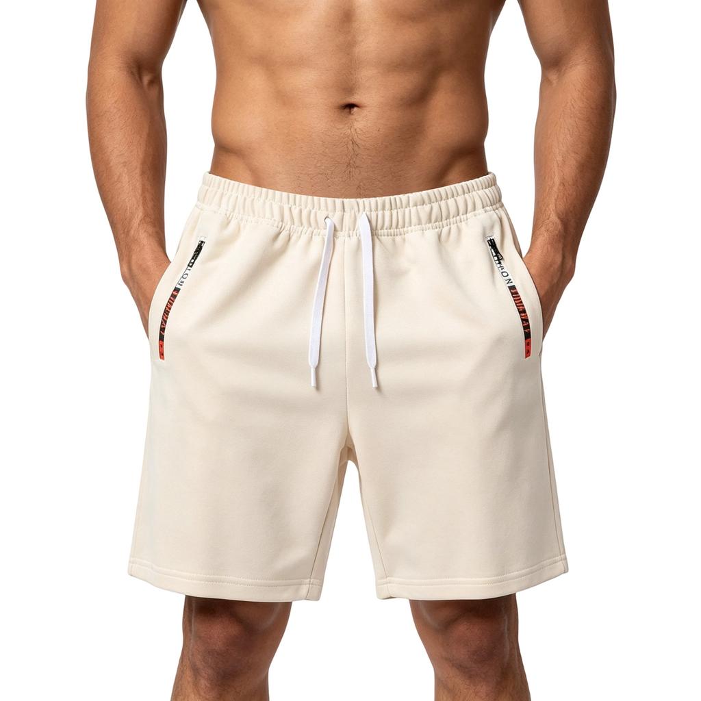 Men Loose Fit Lightweight Shorts Breathable Sweat Absorbing Athletic Training Running Shorts with Drawstring Waistband and Zippered Pockets