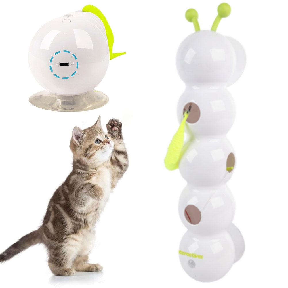Wuselwurm Cat Toy Charging Intelligent Interactive Cat Toy Motion Activated Worm Post Toy with Tail Automatic Popping Hole