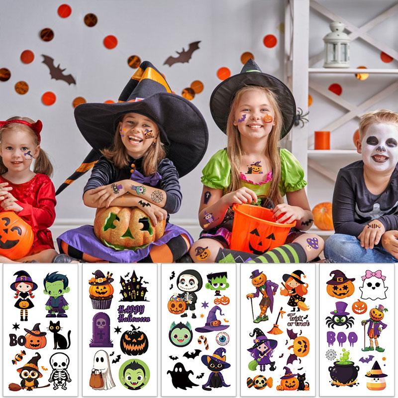 10 Sheets Halloween Temporary Tattoos Set For Kid Adult Easy Application And Removal Arm Hands Body Tatouages Pour Kids Toy Gift