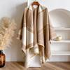 Cashmere Women Scarf Winter Warm Slit Double-Sided Large Shawl Pashmina Foulard Square Thick Blanket Poncho
