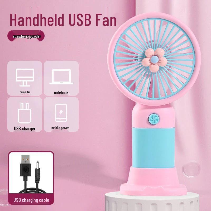 Portable Mini Handheld USB Fan with Powerful Wind and Desktop Stand
