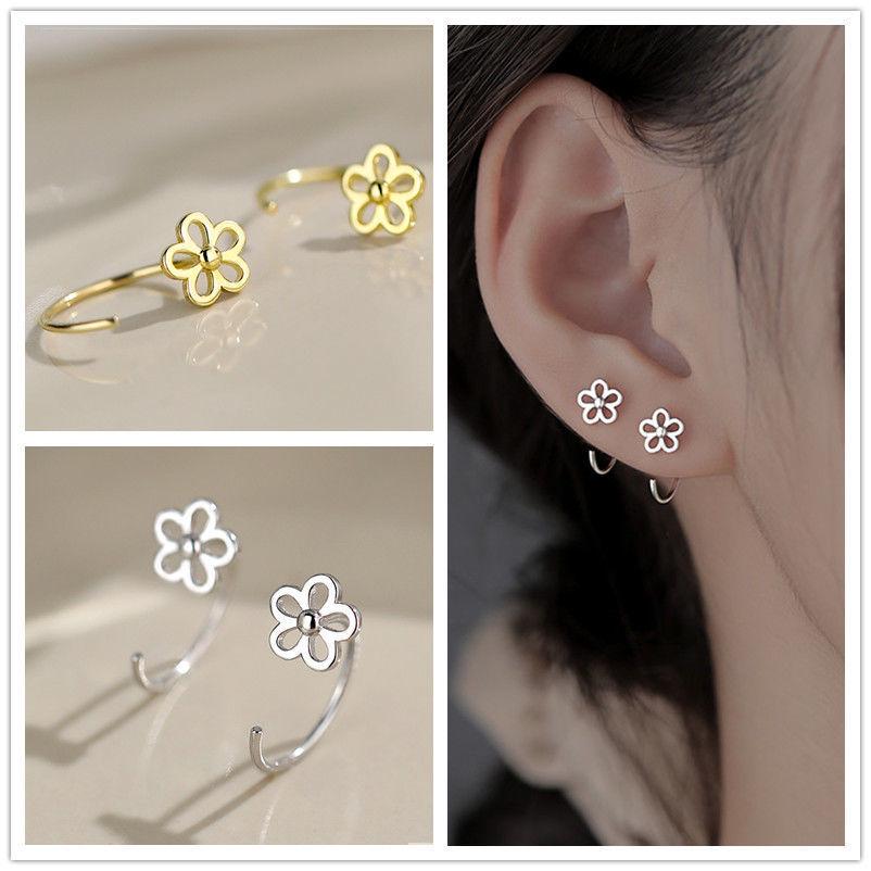 925 Sterling Silver Butterfly Stud Earrings - Elegant Ear Clips & Trendy Ear Hoops for Women
