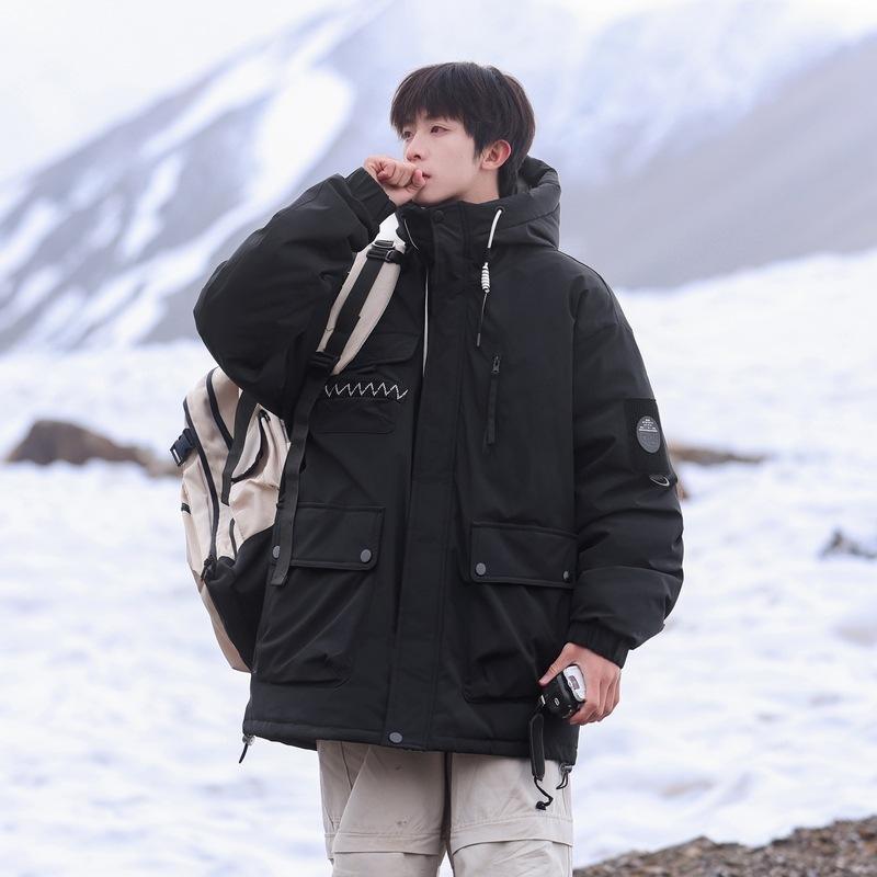 Winter New Fashion Trend Down Jacket Outdoor Windproof Model Hooded Duck Down Jacket Men