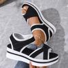 New Large-sized Thick-soled Sandals, Women's Flat Velcro Beach Shoes
