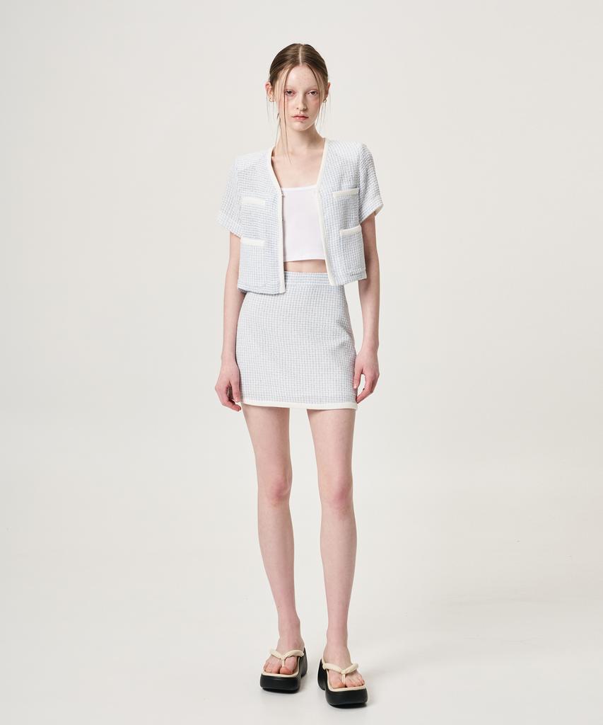ETMON Summer Tweed Mini Skirt, Blue