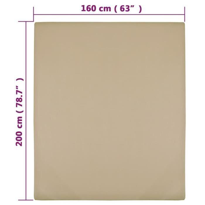 136227 vidaXL Fitted Sheets Jersey 2 Pcs Taupe 160x200 Cm Cotton