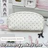 Polka Dot Shell Pencil Case Large Capacity Nylon Pen Bag Kawaii Cute Handheld Stationery Organizer For Girls Student Makeup Bag