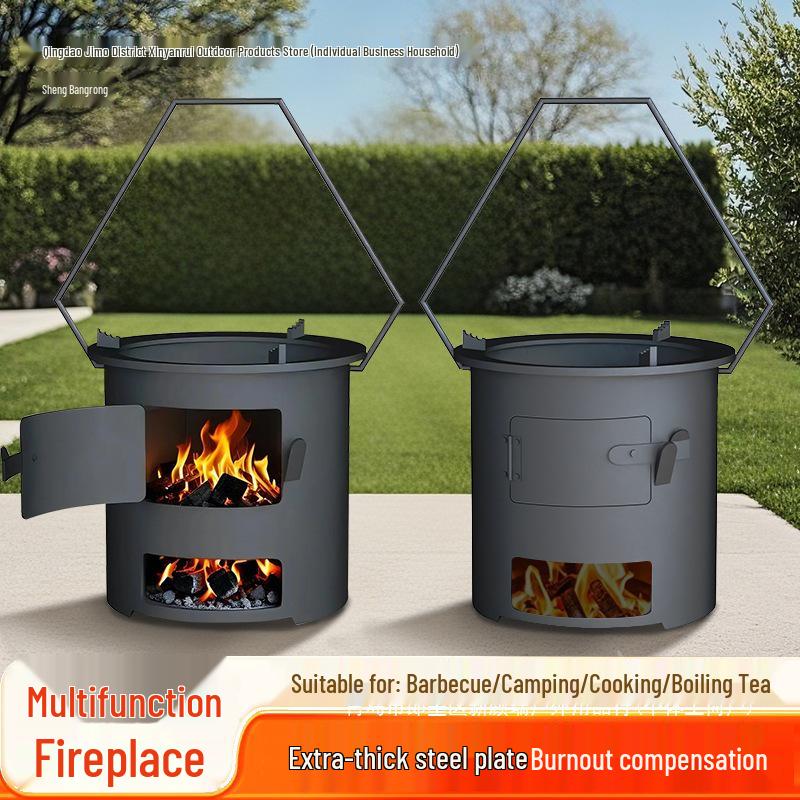 Portable Outdoor Firewood Stove: Multi-Functional and Thickened for Camping, Picnics, and Tea Brewing