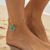 Adjustable Oil-Dripped Foot Chain Bohemian Style Beach Jewelry Flower Pendant Anklet  Vacation