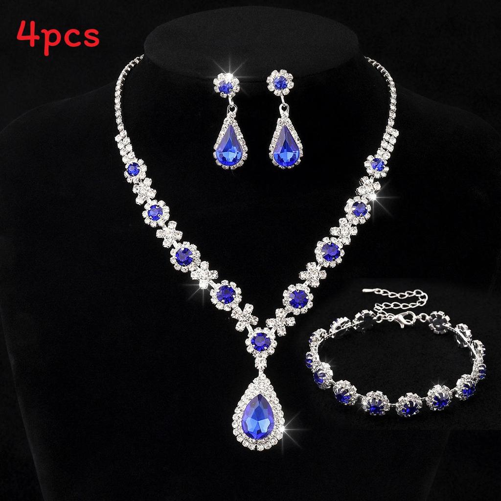 Water Drop Bridal Jewelry Set With Rhinestone Earrings And Necklace For Elegant Wedding Accessories