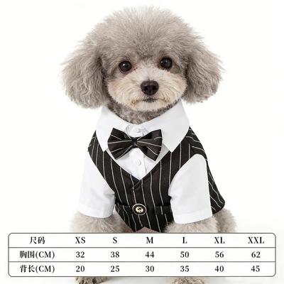 Pet Dog Spring Suit Wedding Tuxedo Shirt Vest Gentleman Costume for Teddy Bichon Small Dogs