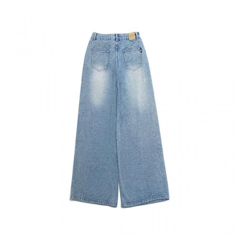 Womens Distressed Ripped Jeans Straight Leg Loose Fit High Street Style Denim Pants