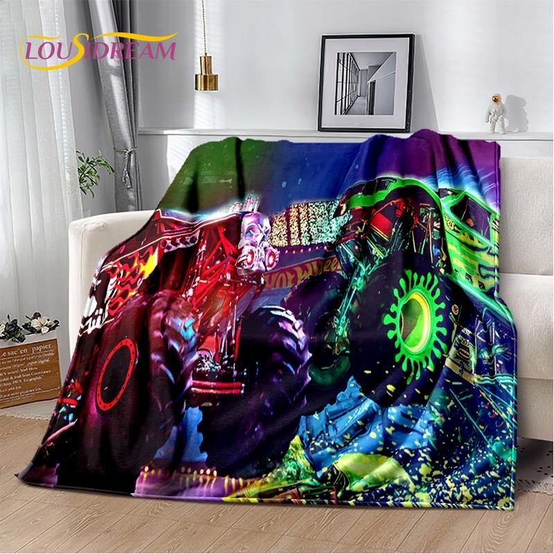 Monster Truck 3D Monster Jam Cartoon Soft Blankets,Keep Warm Throw Blanket Comfortable Blanket for Picnic Beds Sofa Home Bedroom