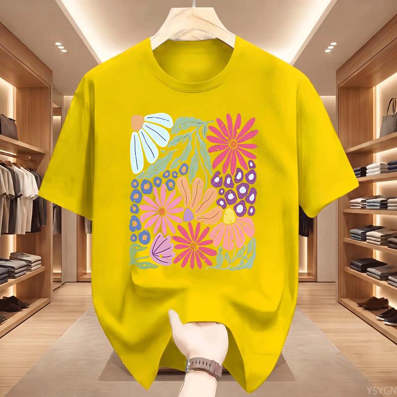 Trendy Boho Floral Tshirt Soft Flower Graphic Tshirt Cute Spring Garden Botanical Top Summer Short Sleeve Unisexs Clothing Tops