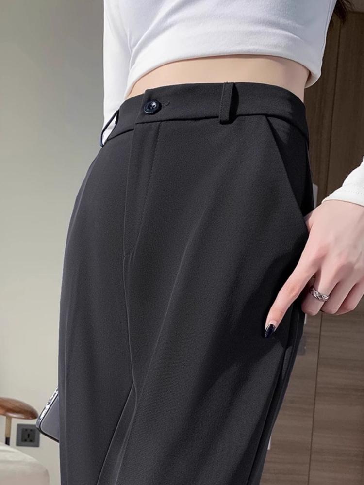 Spring Autumn Black Elegant Suit Haren Pants Women Fashion Elastic High Waist Casual Trousers Woman Korean Style Solid Office Lady Slim Pants