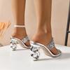 Women Sandals Party Dress Shoes Woman Summer Open Toe Crystal Heels Women Double Band Glitter High Heels Sandals Women