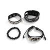 Vintage Fashion Five-Pointed Star Leather Bracelet for Men Hip-Hop Personality Chain Bracelet Men's Beaded Jewelry