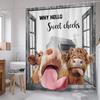 Funny Highland Cow Shower Curtain Rustic Bull Cattle Vintage Windmill Western Country Farmhouse Bathroom Curtains Waterproof Pol