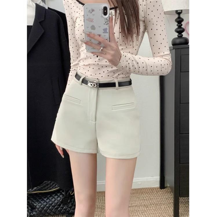 Korean Spicy Girl Spring 2025 High-Waist A-Line Casual Shorts for Women