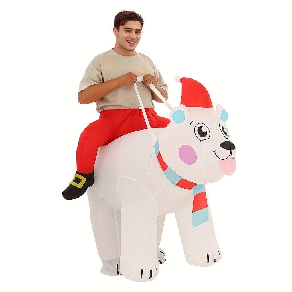 White Bear Inflatable Costume - Riding On Costume Unisex Adult Inflatable Costumes for Christmas Party Halloween Cosplay