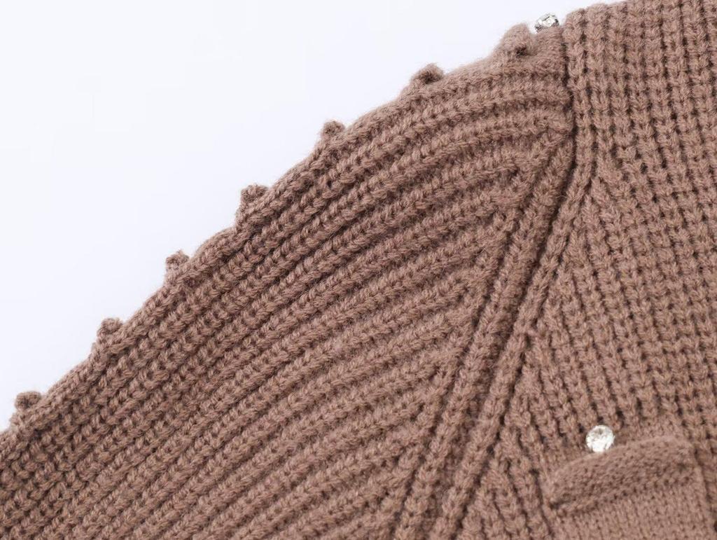 European and American Women's Fashion Rivet Knit Cardigan Jacket
