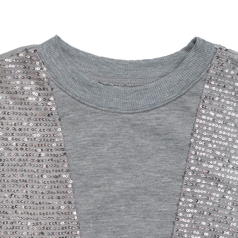 Jaro Podzim Kulatý Výstřih Volná Ležérní Flitry Mikina Ženy Dlouhý Rukáv Vše-ladící Patchwork Svetr Top