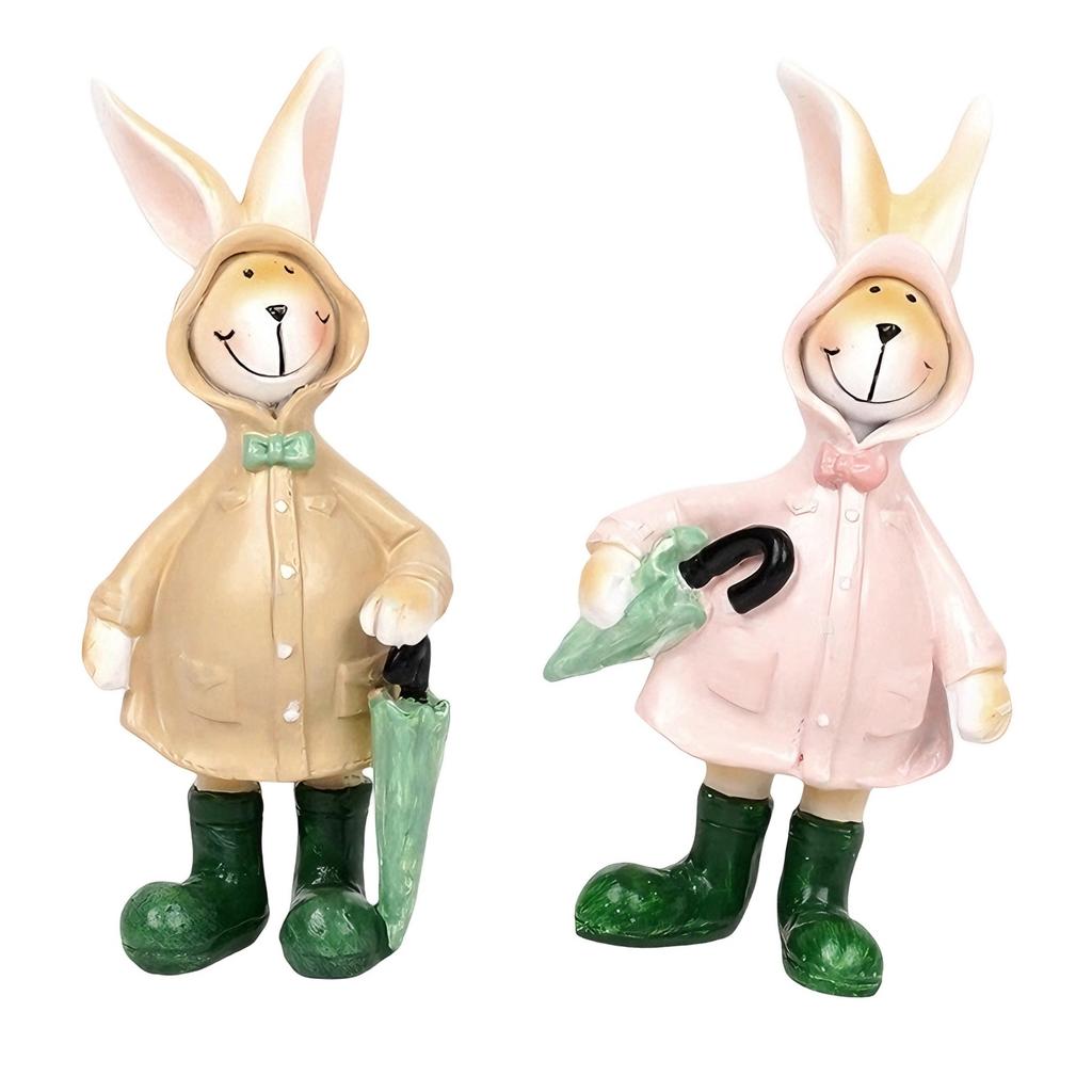 Festive Easter Rabbit Resin Figurines 2Pcs Great for Decorating Various Occasion Like Home Office or Environment