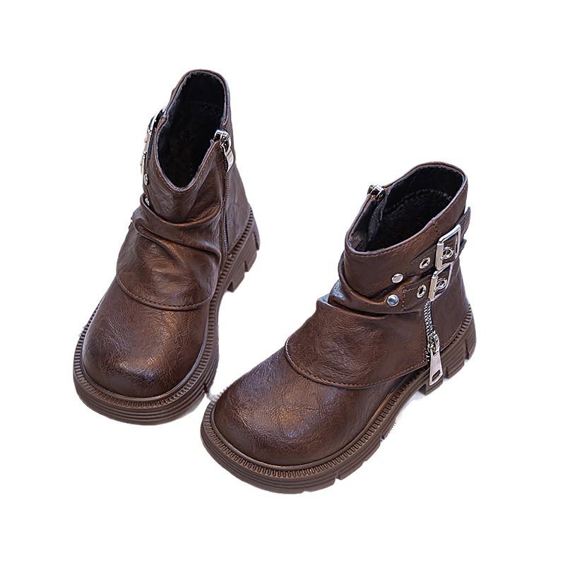 2025 Winter Kids' British-Style Martin Boots: Trendy, Cotton-Lined, Short Girls' Boots