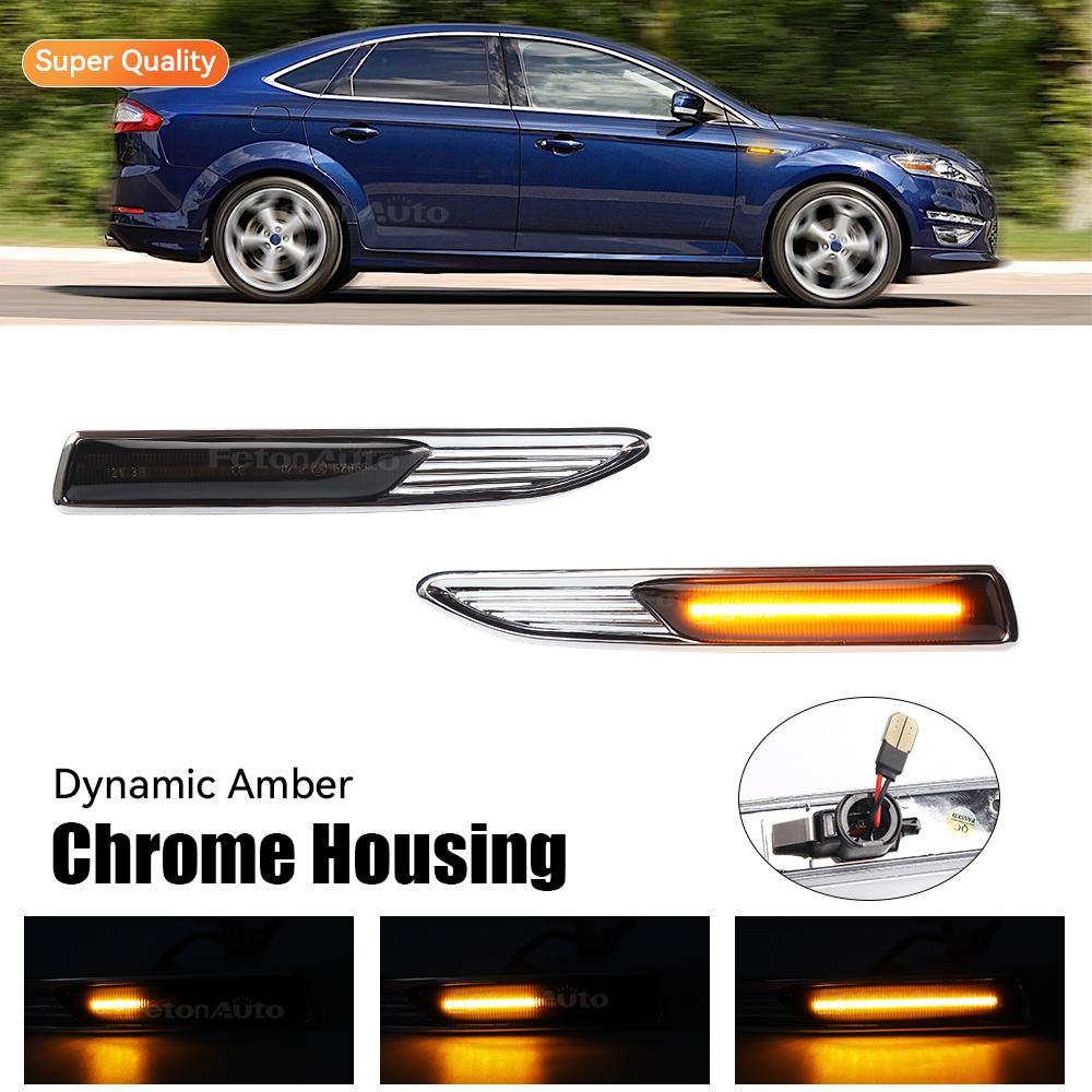 2Pcs Side Turn Signal Lamp LED Dynamic Turn Signal Light Side Marker Light for Mondeo Mk4 Hatchback Saloon Estate(BA7)