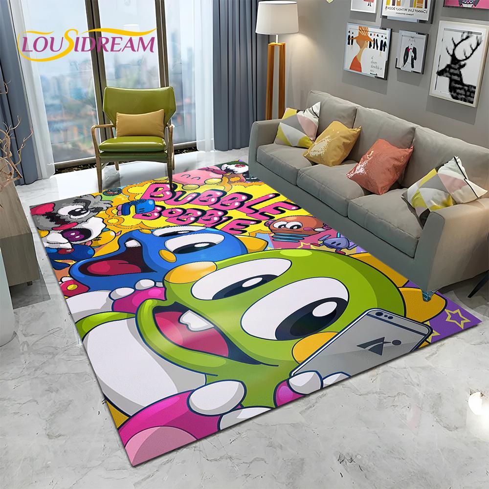 Cartoon Bubble Bobble Game Gamer Carpet Rug for Home Living Room Bedroom Sofa Doormat Decor,kid Play Area Rug Non-slip Floor Mat