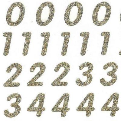 70 Stickers - Numbers - Gold Glitter