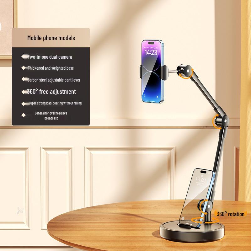 

Adjustable Cantilever Stand for Mobile Phones, Tablets, iPads, Switch - Ideal for Desktops, Lazy Live Broadcasts, and Overhead Shooting.