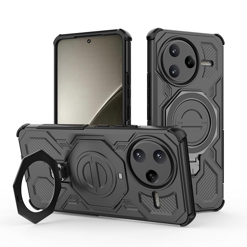 KEYSION Shockproof Magnetic Case for POCO F7 Pro 5G Upright Live Metal Ring Stand Phone Back Cover for Xiaomi POCO F7 Ultra 5G