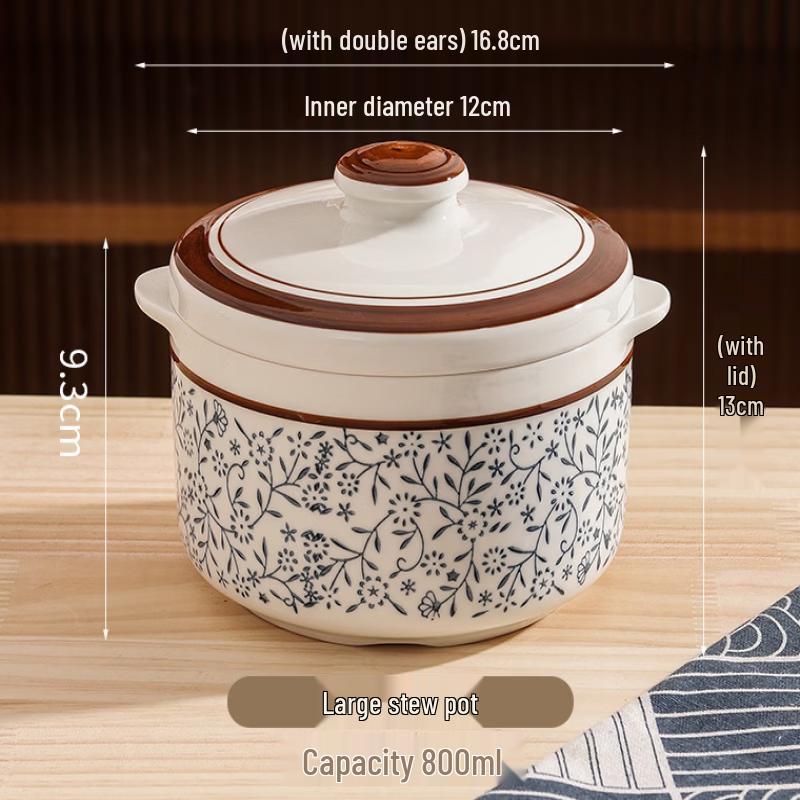 ZISIZ Retro Ceramic Steaming Stew Bowl