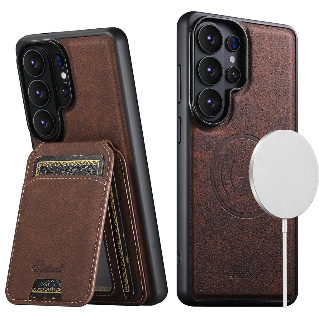 Leather Phone Case for Samsung Galaxy S26 Ultra S25 S24 Plus S23 S22 Note20U Magnet Wireless Charging Card Slot Wallet Cover