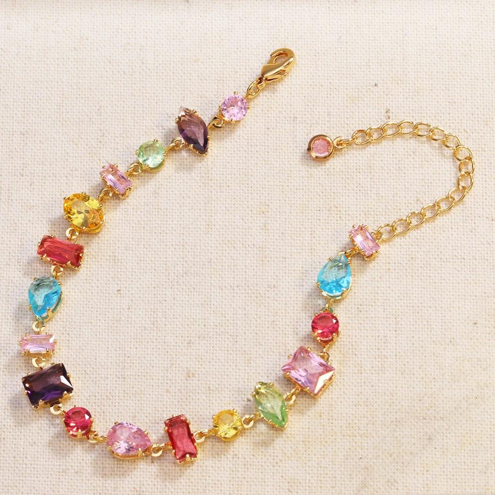 Marke 18K Gold Plated Neue Luxus Bunte Kristall Zirkon Halskette Für Frauen Mode Party Schmuck Zubehör Damen Schmuck beige