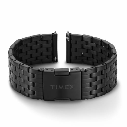 Timex 20mm Stainless Steel Quick Release Bracelet ? Silver Tone with Deployment Clasp, Black