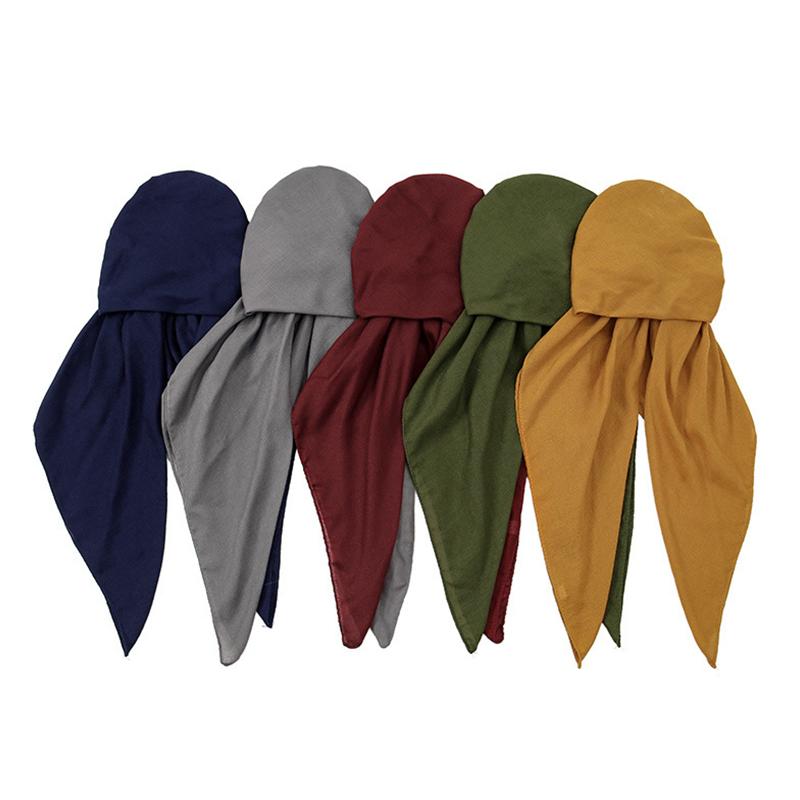 1 szt. Hidżab Szalik na głowę Damski Wrap Muzułmański Jednolity kolor Zakrycie Wypadanie włosów Rak Chemioterapia Czapka Turban