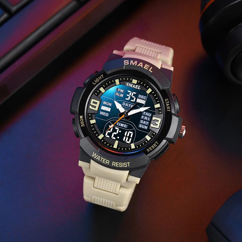 Herre Militærklokke Nye moteklokker Quartz Armbåndsur Herre 50m vanntett sportsklokke Digital Shock Army Watch