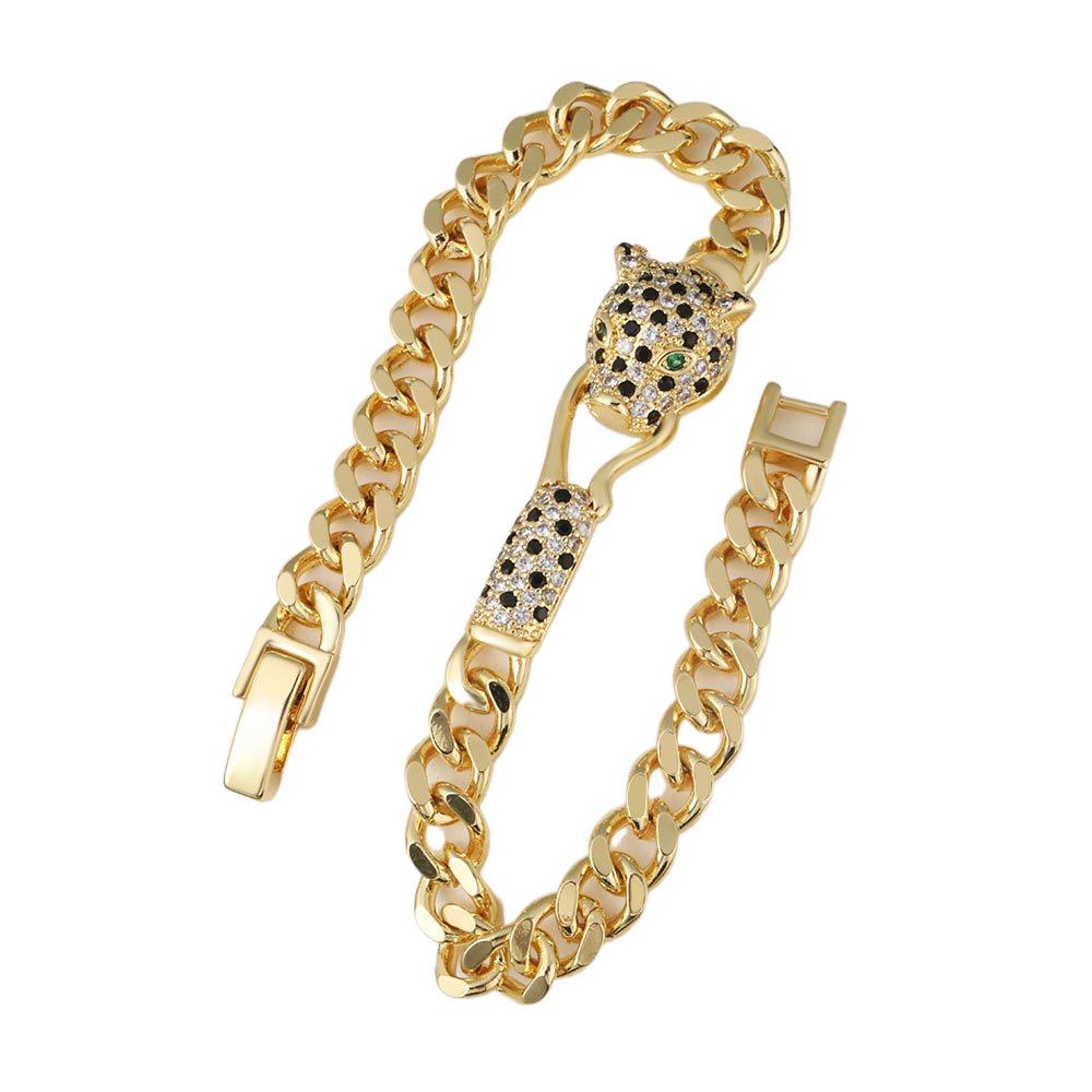 European and American New Women's Fashion Hip-hop Jewelry Stone Leopard Bracelet Bracelet Bracelet