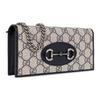 Gucci Horsebit 1955 GG Supreme Chain Wallet Beige Canvas Black Leather Silver Hardware Daily Use 621892-K9GSN-4075