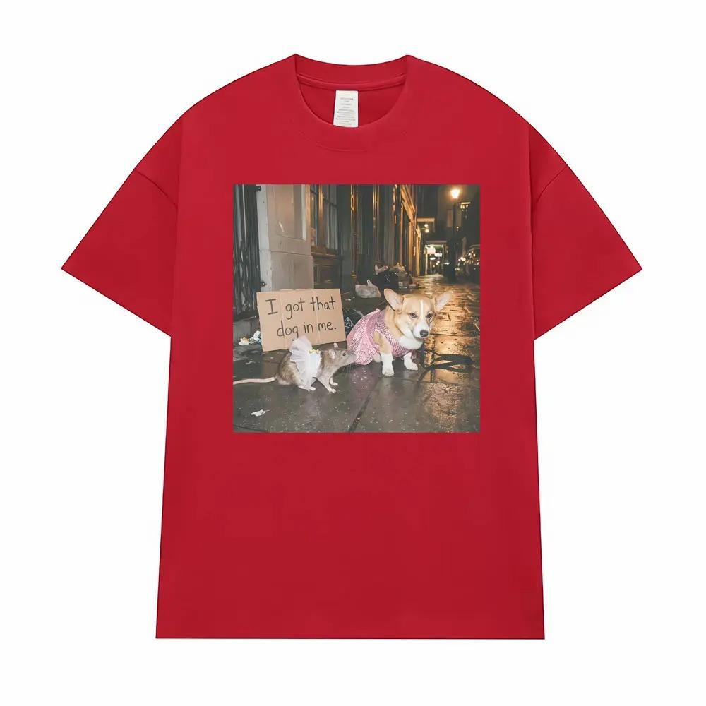 Satirical Funny Corgi and Rat Street Meme TShirt Theres a Dog Inside Me  Vintage Humorous Unisex Oversized Big Size TShirt S