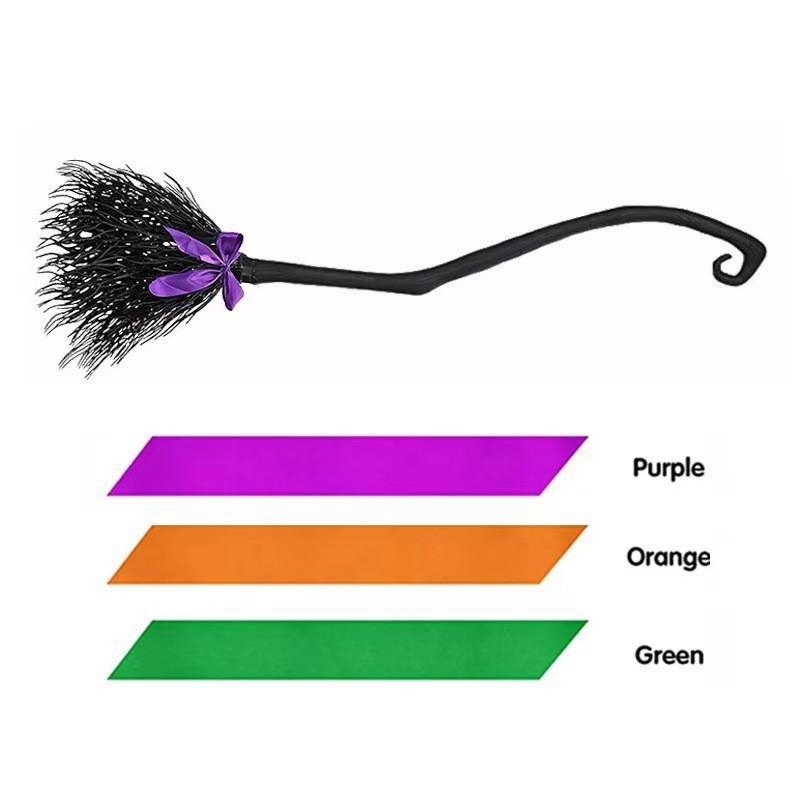 Halloween New Witch Broom Cosplay Costume Plastic Witch Magic Broomstick Prop for Party Dress Up Role Play Stage Performance