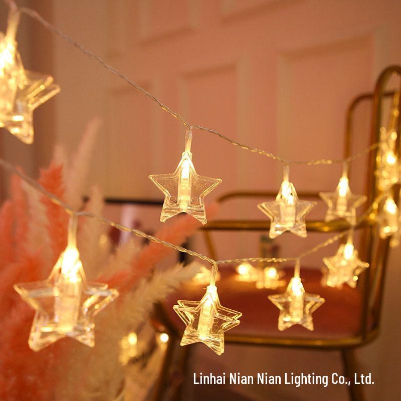 LED Photo Clip String Lights - Heart & Star Designs for Ambiance Decor