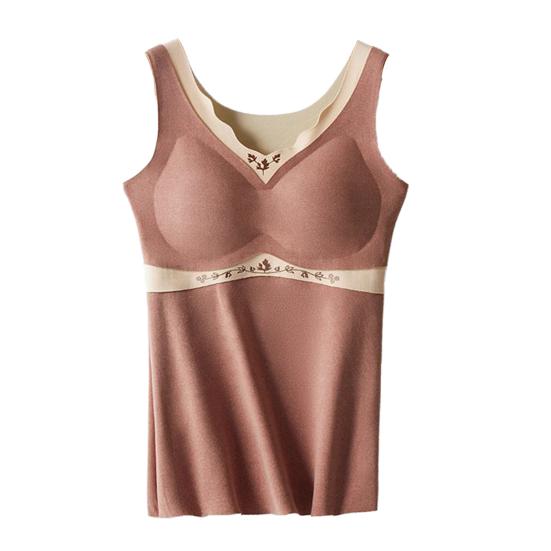 Bottoming Vest Warm Thermal Inner Wear with Built-In Bra Seamless Design Soft Touch Comfortable Layering Winter Undershirt