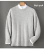 Men's 100% Wool Round Neck Sweater, Thickened Knit Pullover, Autumn/Winter Cashmere Base Layer Top