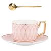 Coffee Cup and Saucer Set with Gold Rim, Ceramic Afternoon Tea Drinkware, Household Mug, British Style Luxury, 220ml